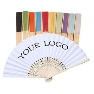 Abanico Plegable de Bambú Blanco Personalizado con Impresión de Logotipo, Decoración DIY, Regalo de Boda - Product Image 1