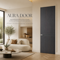 Porte intérieure en bois foncé OEM ODM pour hôtel, appartement, villa, couleur et taille personnalisées, serrure magnétique silencieuse, acoustique