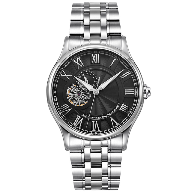 Factory Batch Custom All Stainless Steel Skeleton 24 Hour Show Luminous Men's Mechanical Automatic Watch