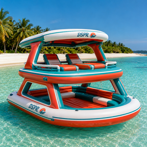 Isola Galleggiante Gonfiabile OEM per Parco Acquatico, Bar, Castello, Molo con Pavimento in PVC Drop Stitch per Yacht, <span class=keywords><strong>Marina</strong></span>, Uso Esterno, Lago e Spiaggia - Product Image 6