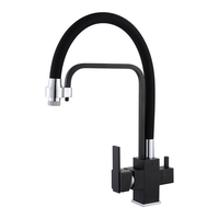 Robinet de filtration d'eau double pour cuisine d'hôtel, osmose inverse sans plomb, acier inoxydable, installation monotrou, eau chaude et froide