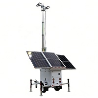 Tour d'éclairage solaire à 3 panneaux, énergie verte, lampe LED mobile blanche, remorque
