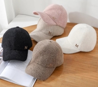 Nuevo sombrero deportivo grueso y cálido de felpa, logotipo bordado, piel sintética de conejo, sombreros de Hip Hop, gorra de béisbol de terciopelo a la moda para Unisex