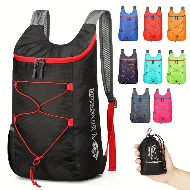 Ultra-Lightweight Venture Water-Resistant Backpack Spacious Foldable Multi-Purpose Storage Outdoor Enthusiasts Hiking Camping