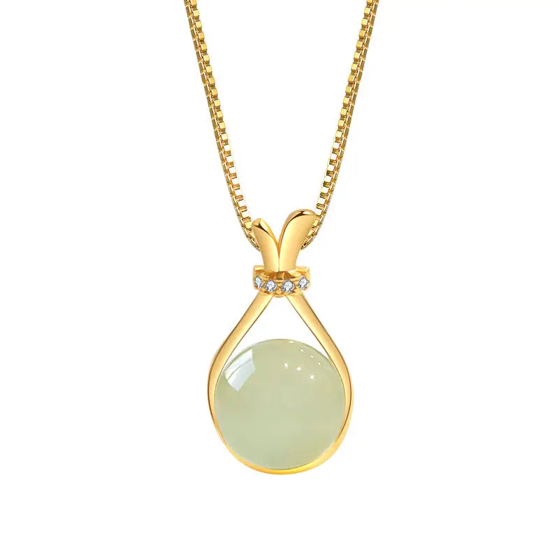 Natural Hetian Jade Pendant Women's Lucky Bag Jade Ancient Gold Jade Pendant Women's Fashion Jewelry