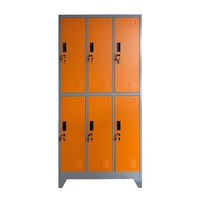 Casier métallique à 6 portes pour sacs de golf, armoire de rangement robuste en acier à six portes pour sacs et vêtements