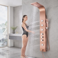 Panneau de douche haute pression en acier inoxydable avec affichage LED thermostatique, pommeau de pluie, jets latéraux et douchette à main pour hôtels