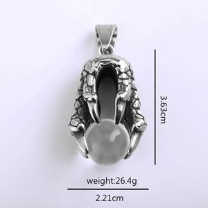 <b>Dragon</b> Claw Pendant Necklace Stainless Steel Red Crystal <b>Ball</b> Asymmetry Design For Men Women Gift Jewelry - Product Image 5