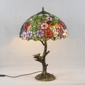 40cm endüstriyel stil Tiffany lamba yeni yaratıcı gül kuş AC cam masa lambası yatak odası oturma çalışma göz koruması için - Product Image 2