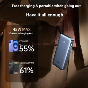 พาวเวอร์แบงค์ 45W 20000mAh ชาร์จเร็วสองทิศทาง ใช้ได้บนเครื่องบิน พกพาสะดวกสำหรับโทรศัพท์มือถือ PB536/55988 กำลังไฟ 100w - Product Image 2