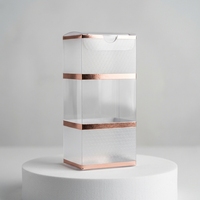 Boîte d'emballage en plastique double couche personnalisée avec bande décorative, couvercle incurvé transparent givré, pliable, portable, pour le rangement de parfums