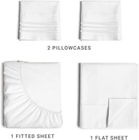 Textile de maison en gros blanc respirant poche profonde 4 pièces ensembles de housse de couette pour hôtel