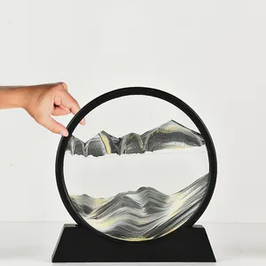 7/8/12inch Creative 3d Hourglass Moving Sand Art Picture Round Frame Sandscapes In Motion 3d Ocean Deep Sea Sand Art For Decor