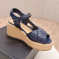 Nouveau 2025 Designer décontracté fille en cuir talons compensés espadrilles chaussures semelle épaisse été plate-forme dame sandales femmes sandales