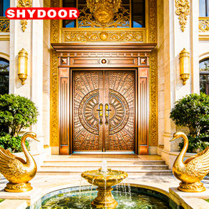 Puerta Principal de Entrada Moderna de Cobre, Puerta de Seguridad de Hierro, Puerta Principal de Lujo Personalizada de Acero Inoxidable para Villa - Product Image 1