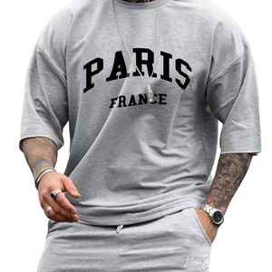 เสื้อยืดโอเวอร์ไซส์ลายกราฟิกสไตล์วินเทจสำหรับผู้ชาย พิมพ์ลายตัวอักษร คอกลม แขนสั้น เสื้อฤดูร้อน - Product Image 4