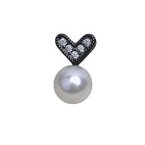 Colgante de Plata S925, Accesorio Hecho a Mano, Colgante de Aguja Recta en Forma de Corazón, Base Vacía para Perla de 9-14 mm, 4186, Aleación, Piedra Preciosa - Product Image 5