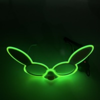 Lunettes LED Lumineuses Lapin en Fil Néon EL, Monture Plastique, Faites à la Main, Personnalisables, Accessoires de Fête pour Halloween, Raves et Bars