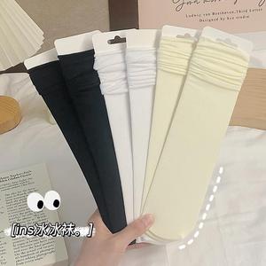 Women Summer Thin Mid Calf Socks Breathable Slouch Style Solid Color Casual Wear - Product Image 4