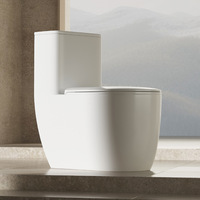 WC monobloc moderne blanc en céramique, à poser au sol, avec double chasse à siphon et jet, cuvette ronde pour salle de bain d'hôtel