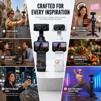 Ensemble Insta360 Luna Ultra Creator Midnight Black avec caméra double Leica, stabilisateur, vision nocturne, Nightshot, carte mémoire 8K 256 Go incluse