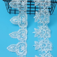 Voiles de mariage de mariée blancs de 9cm Bordure de dentelle brodée avec paillettes LT2770B