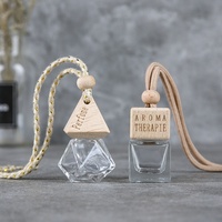 Bouteille diffuseur de parfum vide en verre couleur personnalisée avec couvercle en bois 10ml/15ml/20ml, désodorisant carré pour voiture à suspendre, logo personnalisé