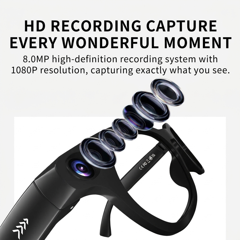 AI Camera Smart Glasses with 8MP Photo Video Capture Voice Control Real Time Translation Touch Smart Glasses OEM ODM Factory · image 2