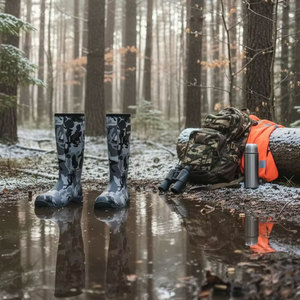 Bottes de chasse Wellington pour hommes, style haut de gamme, antidérapantes, en néoprène thermique, été, camouflage, imperméables, en caoutchouc, hiver - Product Image 6