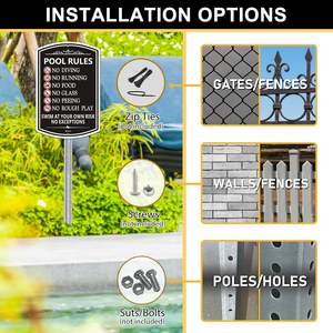 Panneau de piscine : Pas de plongée, pas de course, pas de nourriture, pas de verre, pas de jeux bruts, <span class=keywords><strong>8</strong></span> * 12 pouces - Product Image 4