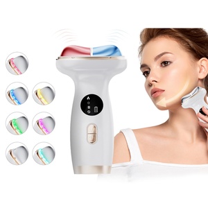Masseur facial et cervical vibrant à micro-courant, compresse chaude et froide 7 couleurs, anti-âge, rajeunissement de la peau, raffermissement cutané - Product Image 1