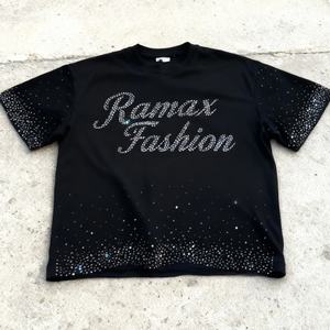 Camiseta de algodón lavado personalizada de fabricante OEM, estilo oversize con hombros caídos, estilo urbano Y2K, con pedrería, para hombre - Product Image 2