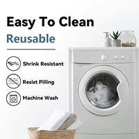 Taplak Meja Laolitou Spring Heavy Duty Katun Linen Anti Air Anti Kusut Gaya Farmhouse Rustic Biru Bordir Daun Pakis dengan Rumbai