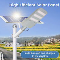 Lampadaires solaires commerciaux extérieurs 100W 150W 200W, éclairage routier LED séparé avec panneau solaire indépendant, IP65, aluminium