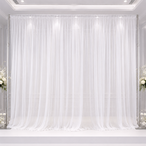 Sheer Chiffon Wedding <b>Backdrop</b> Curtain for Ceremony Stage Banquet Hall and Event Rental Supplier - Product Image 1