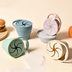 New Arrival Foldable Silicone <b>Bowl</b> <b>Lid</b> Toddler Kids' Snack Storage Container Baby Gift Collapsible <b>Bowl</b> Catcher Built-in Ice - Product Image 1