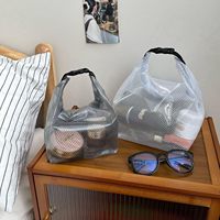 Sac de maquillage ouvert imperméable avec fermeture à pression, grande pochette de rangement cosmétique portable, poignée souple, idéal pour les voyages, la douche, la salle de sport, la plage