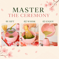 Ensemble de thé matcha à la fleur de cerisier de style japonais, bol en céramique, bec verseur, fouet chasen, support, boîte cadeau portable de qualité supérieure