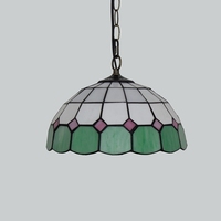 12 pouces Tiffany vitraux lampes minimaliste méditerranéen vert fait à la main lustre chambre restaurant lustres décoratifs