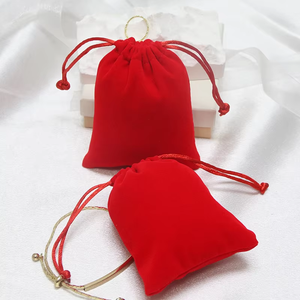 Toptan nakit emtia 7*9cm kırmızı ve siyah İpli kadife çanta takı için - Product Image 2