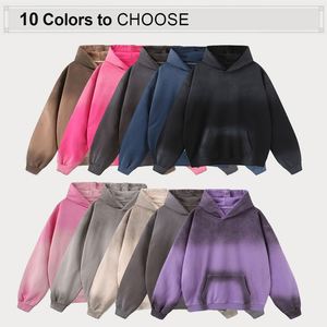 Venta al por mayor en blanco de gran tamaño 380 gramos Custom Spray Dye Sudadera con capucha de algodón de alta calidad para los hombres - Product Image 2