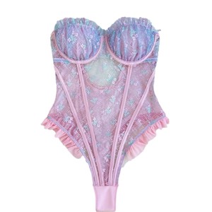 Vente directe usine 2026 – Jupe en dentelle sexy pour femmes et jeunes filles, taille unique, avec soutiens-<span class=keywords><strong>gorge</strong></span> en tissu et brodés - Product Image 2