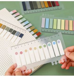 Kawaii School Supplies 1000 Sheets Morandi Index Memo Pad Sticky Notes Posted It Ruler PET Paper Sticker Notepad <b>Bookmark</b> - Product Image 3