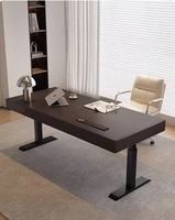 Bureau d'ordinateur de luxe en bois massif avec éclairage réglable, bureau multifonctionnel pour la maison et l'étude