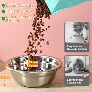 Paslanmaz çelik köpek maması kaseleri kalınlaşmış dayanıklı yedek çanaklar ile gıda ve su bulaşık makinesi için güvenli Metal çanak köpekler için - Product Image 3