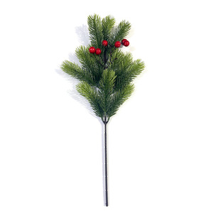 Rami di pino artificiale natale agrifoglio bacche artificiali bacche rosse steli per ghirlanda decorazioni albero di natale decorazione - Product Image 5