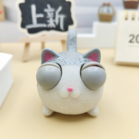 Mainan Squishy Kucing Mata Besar, Mainan Remas Kucing Gemuk Bulat, Mainan Sensorik Hewan Pereda Stres, Grosir MOQ Rendah