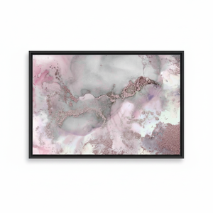 Elegant Pink & Gray Marble Canvas Art: Shimmery Alcohol Ink Print,<b>BLACK</b> <b>FRAMED</b> CANVAS - Product Image 2