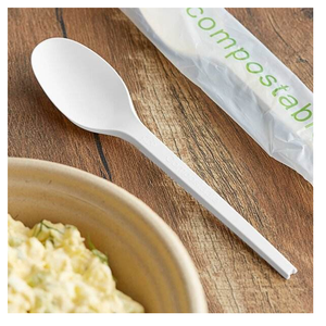 Ensemble de couverts compostables écologiques en PLA, couteau, fourchette et cuillère jetables pour restaurant, fête, camping et utilisation à emporter - Product Image 2