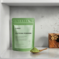 Sachet Doypack alimentaire refermable avec fermeture éclair, personnalisable avec logo, opaque, pour poudre de matcha et thé vert